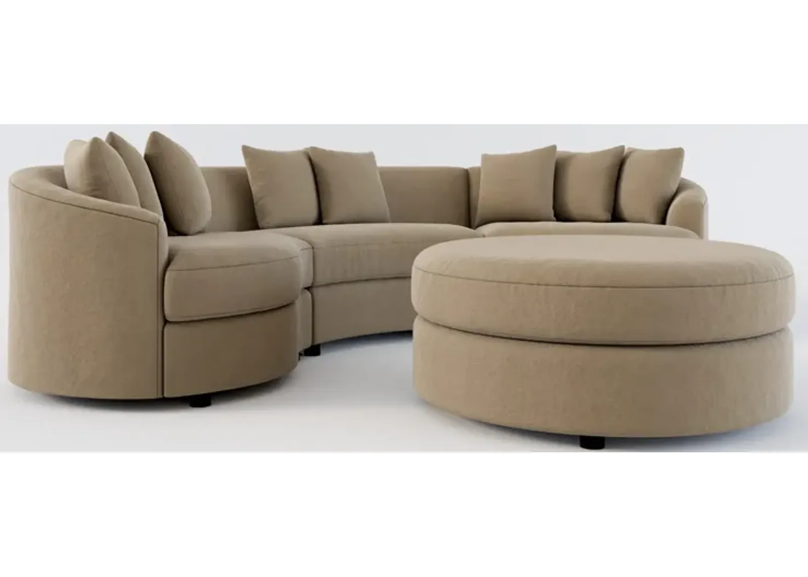 Allegra Foam Comfort 3-Piece Sectional and Ottoman - Merrimac Brownstone