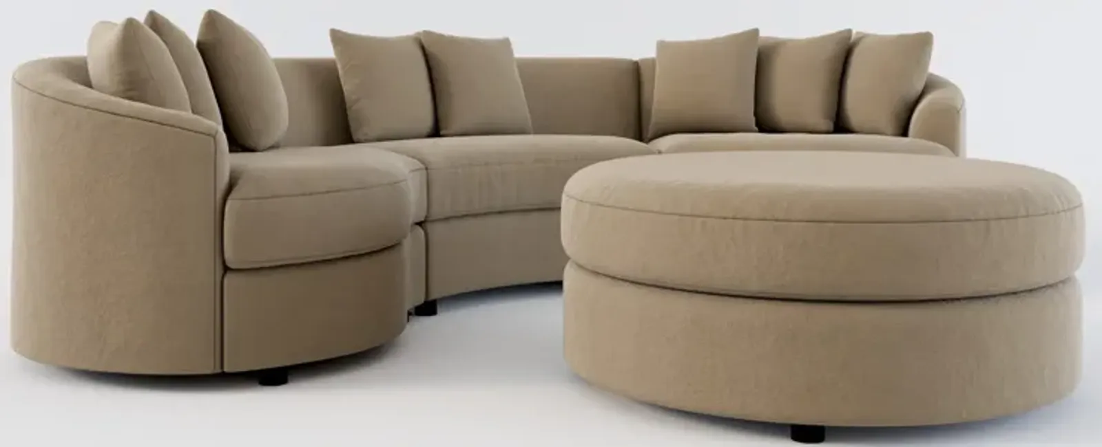 Allegra Foam Comfort 3-Piece Sectional and Ottoman - Merrimac Brownstone