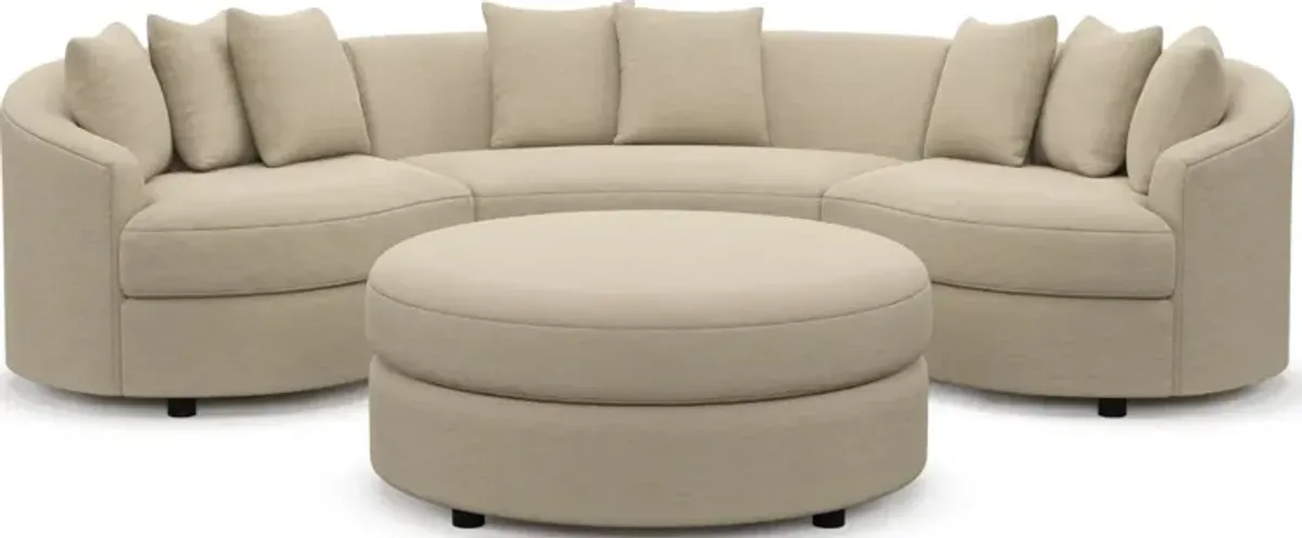 Allegra Foam Comfort 3-Piece Sectional and Ottoman - Merrimac Ecru