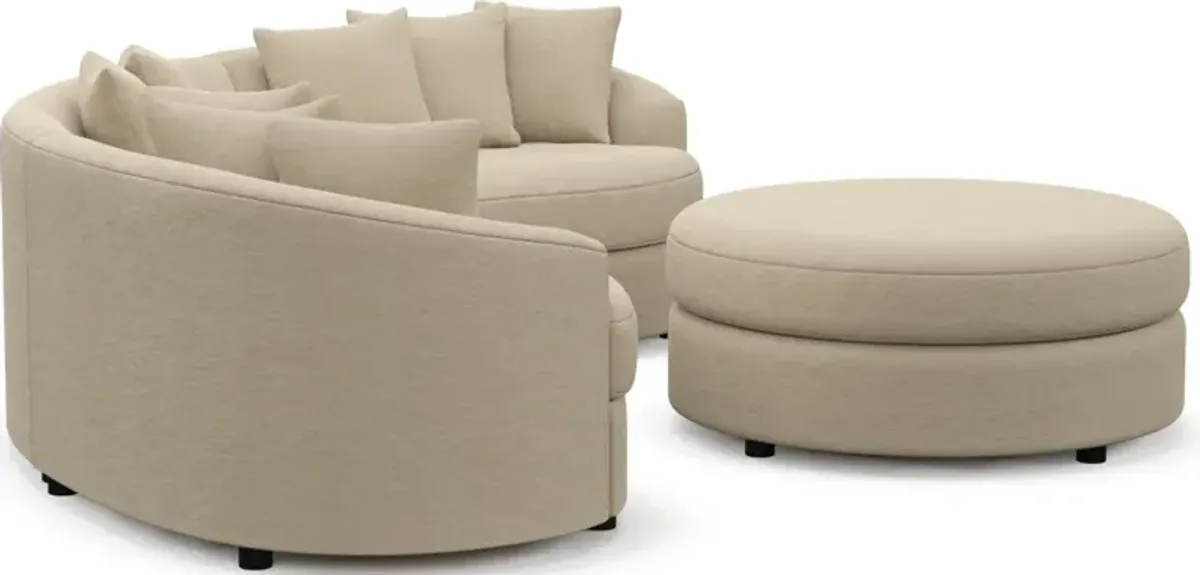 Allegra Foam Comfort 3-Piece Sectional and Ottoman - Merrimac Ecru