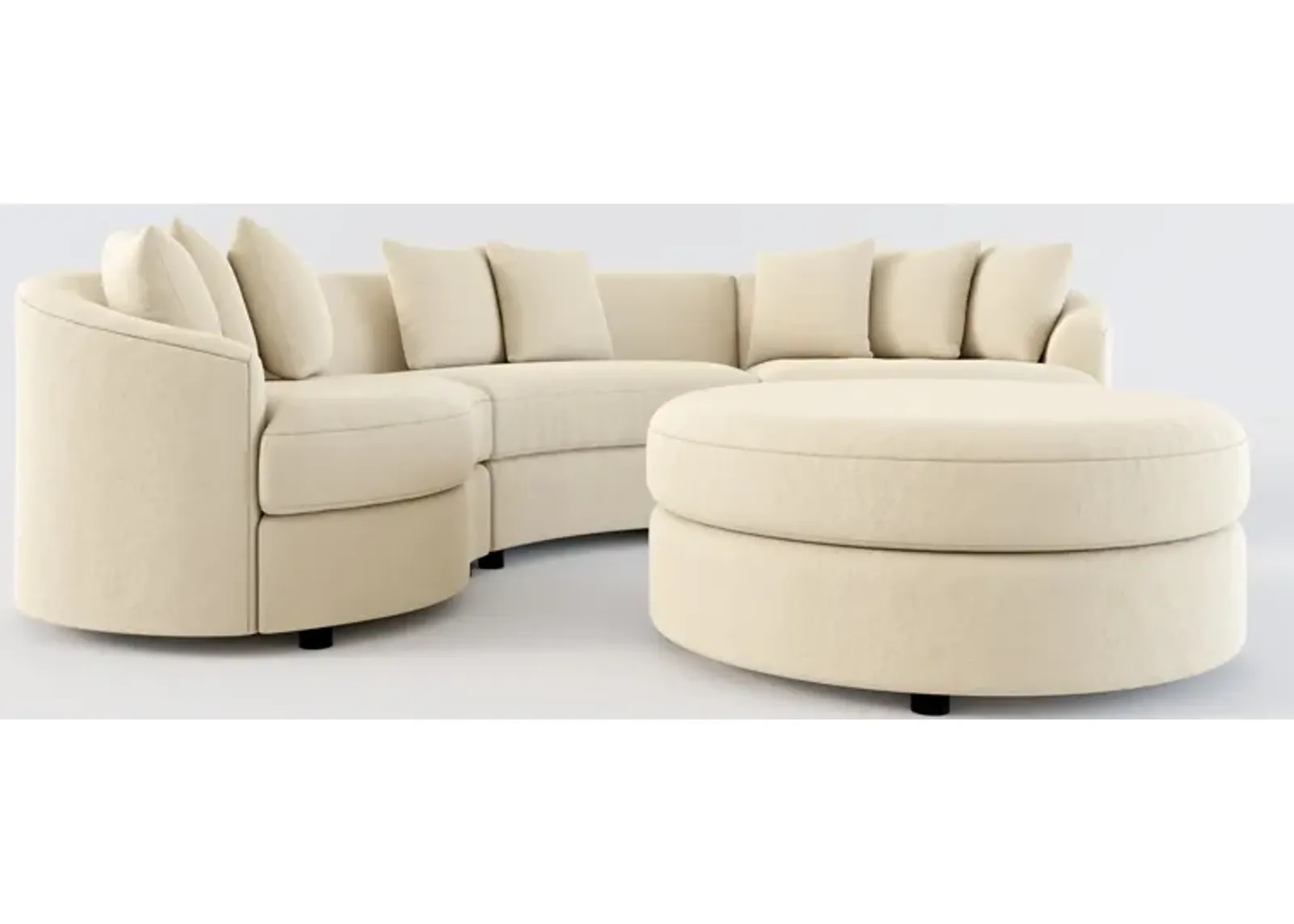 Allegra Foam Comfort 3-Piece Sectional and Ottoman - Merrimac Ecru