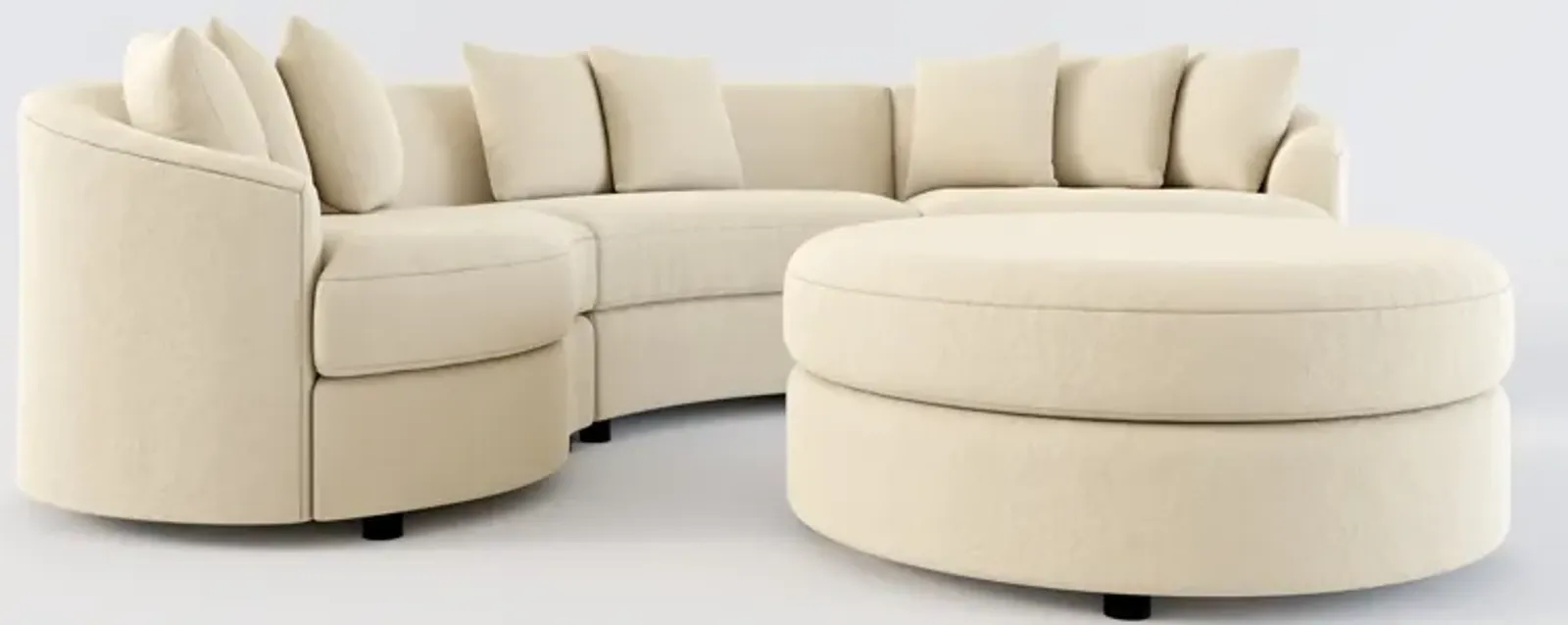 Allegra Foam Comfort 3-Piece Sectional and Ottoman - Merrimac Ecru