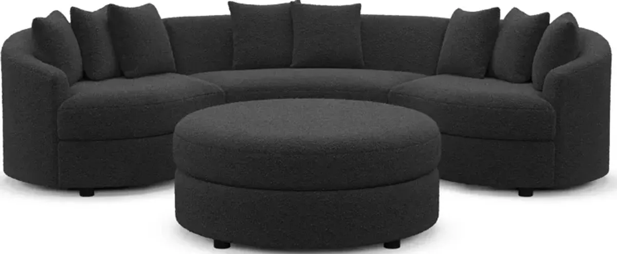 Allegra Foam Comfort 3-Piece Sectional and Ottoman - Bloke Obsidian