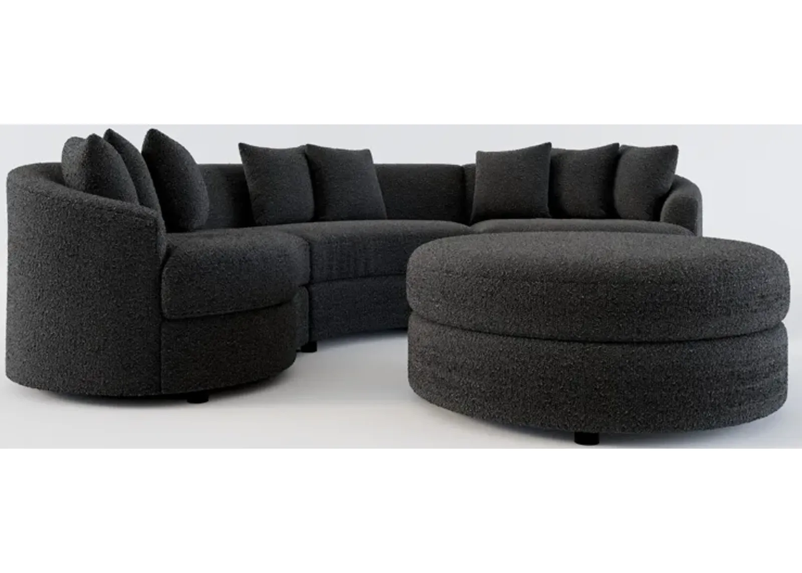 Allegra Foam Comfort 3-Piece Sectional and Ottoman - Bloke Obsidian