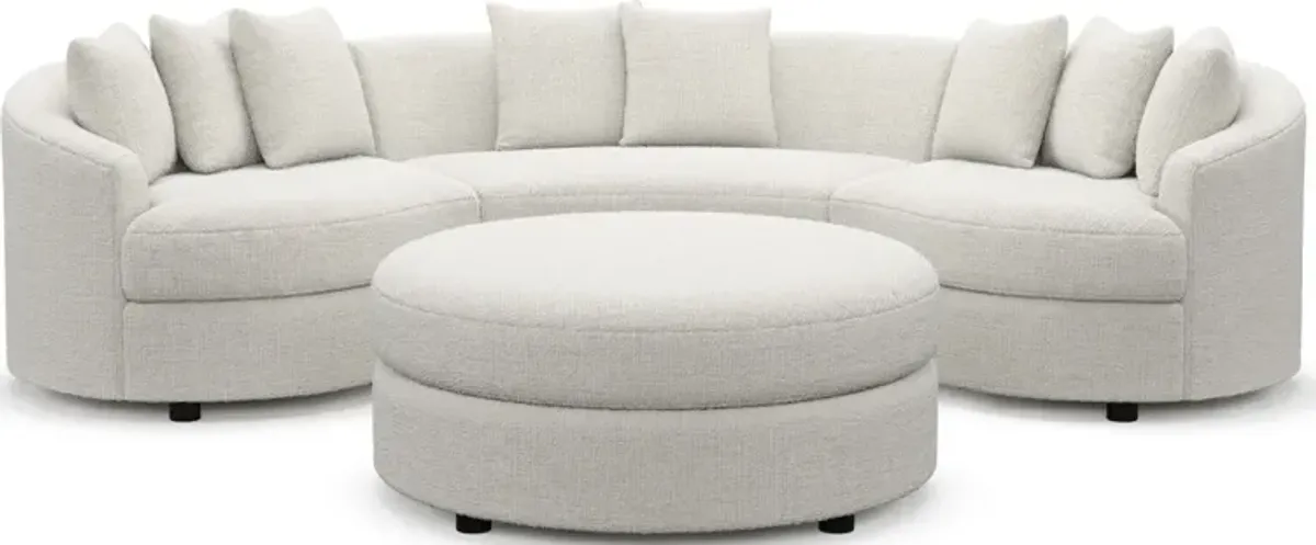 Allegra Foam Comfort 3-Piece Sectional and Ottoman- Bantu Pearl