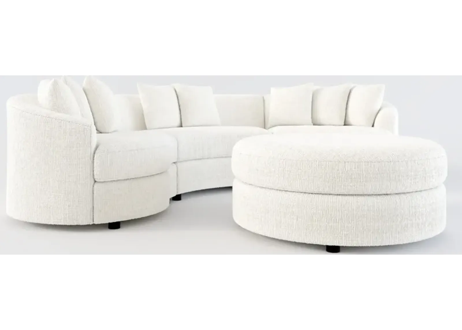 Allegra Foam Comfort 3-Piece Sectional and Ottoman- Bantu Pearl