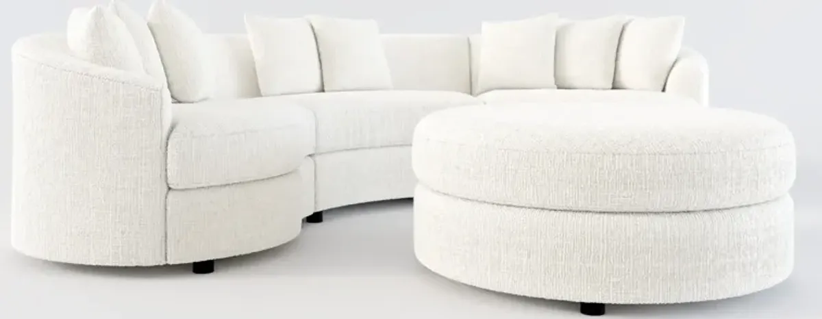 Allegra Foam Comfort 3-Piece Sectional and Ottoman- Bantu Pearl