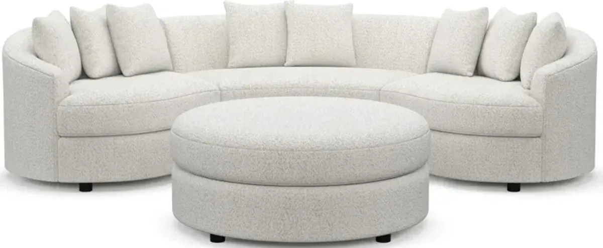 Allegra Foam Comfort 3-Piece Sectional and Ottoman - River Rock Ivory