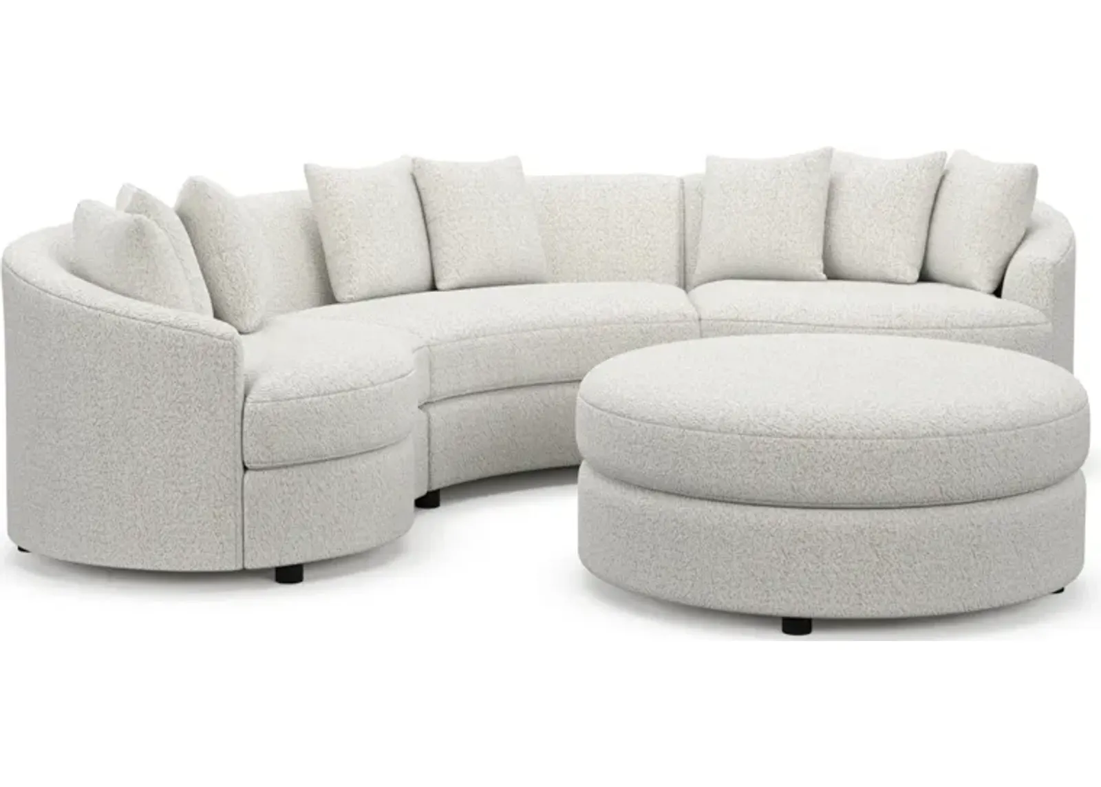 Allegra Foam Comfort 3-Piece Sectional and Ottoman - River Rock Ivory