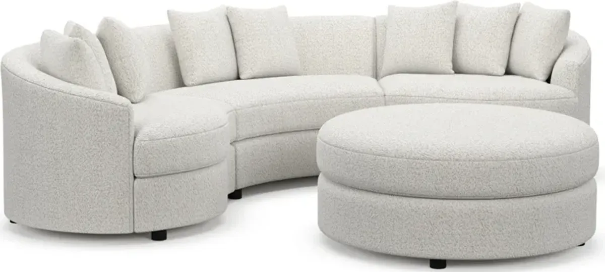 Allegra Foam Comfort 3-Piece Sectional and Ottoman - River Rock Ivory