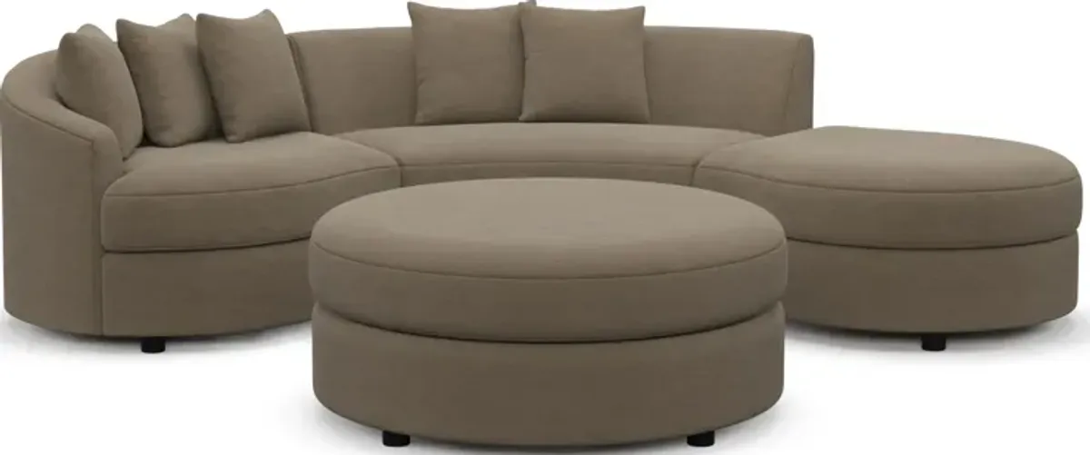 Allegra Foam Comfort 3-Piece Sectional with Right-Facing Chaise and Ottoman - Merrimac Brownstone