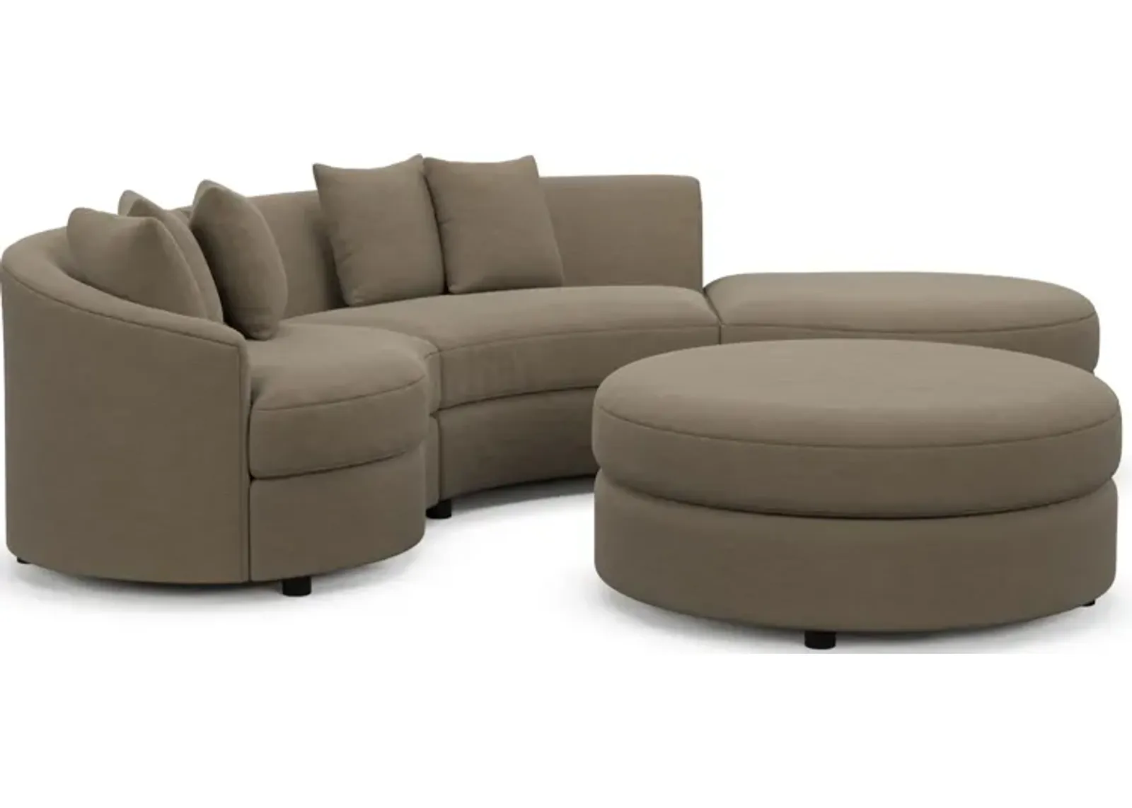 Allegra Foam Comfort 3-Piece Sectional with Right-Facing Chaise and Ottoman - Merrimac Brownstone