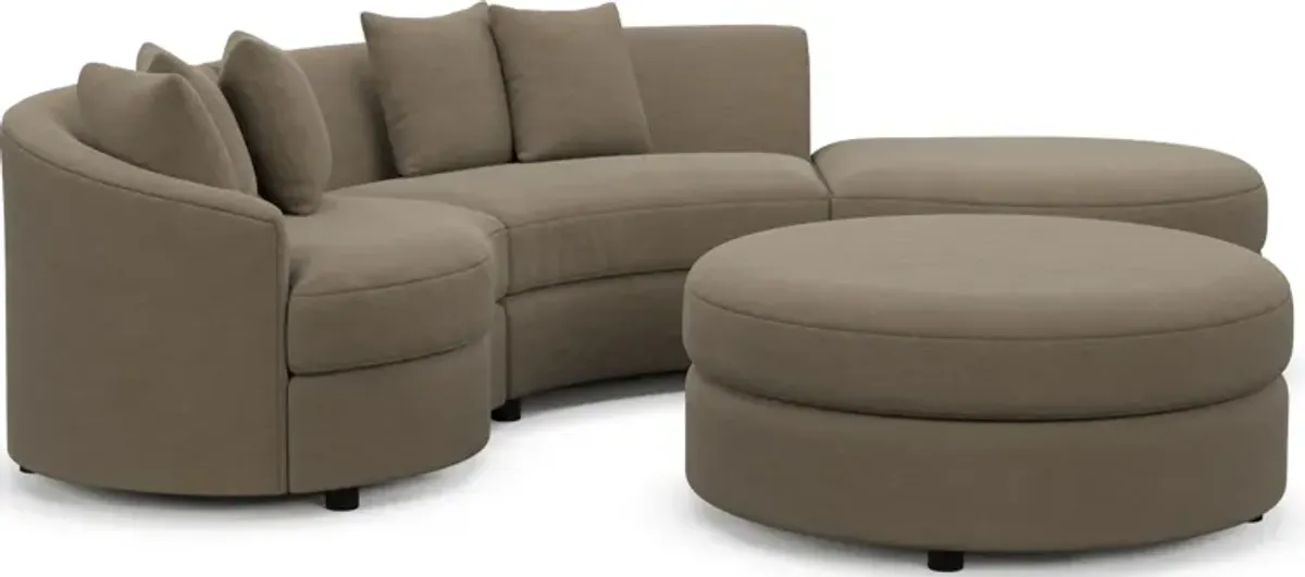 Allegra Foam Comfort 3-Piece Sectional with Right-Facing Chaise and Ottoman - Merrimac Brownstone