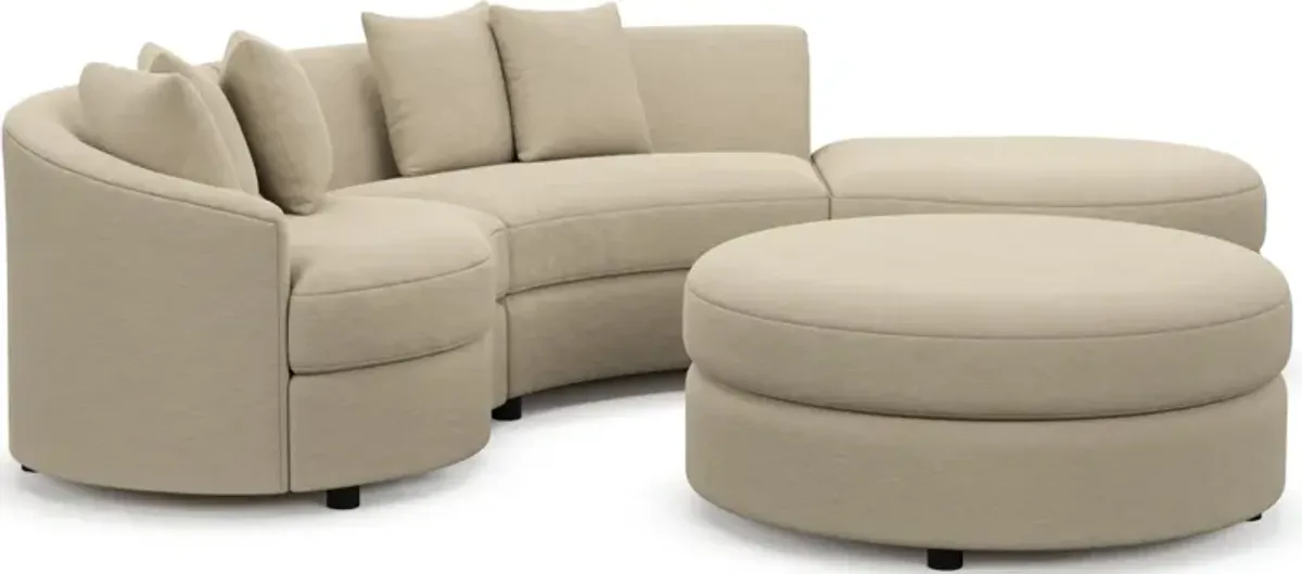 Allegra Foam Comfort 3-Piece Sectional with Right-Facing Chaise and Ottoman - Merrimac Ecru