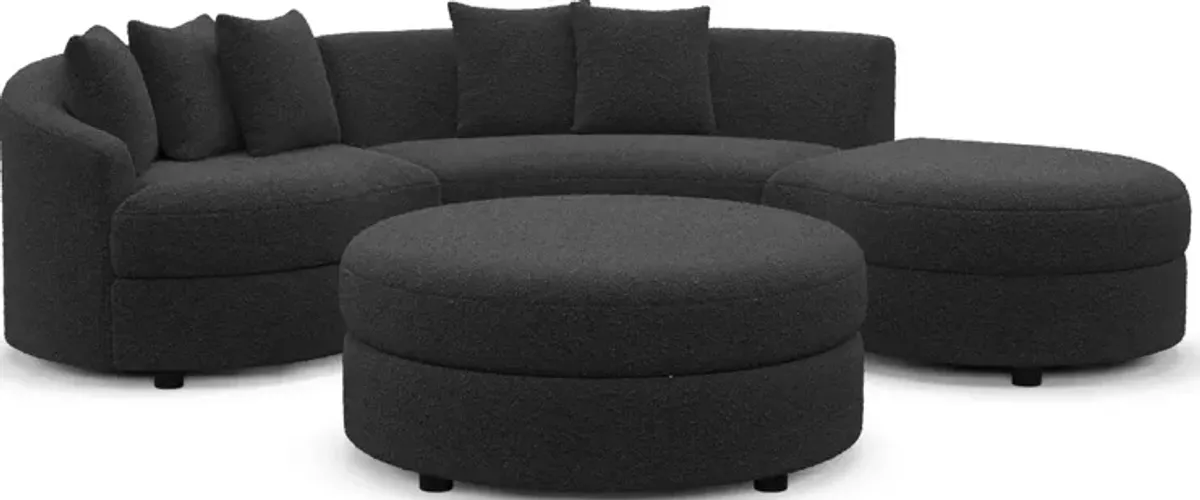 Allegra Foam Comfort 3-Piece Sectional with Right-Facing Chaise and Ottoman - Bloke Obsidian