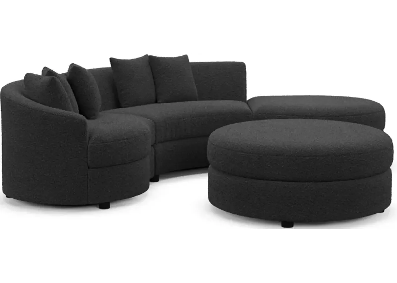 Allegra Foam Comfort 3-Piece Sectional with Right-Facing Chaise and Ottoman - Bloke Obsidian