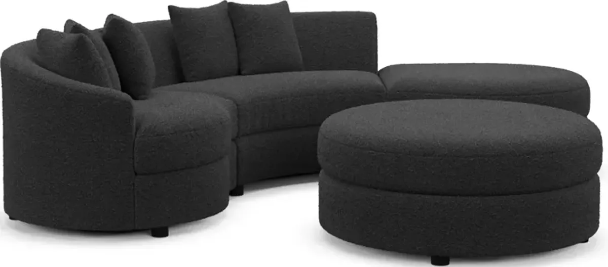 Allegra Foam Comfort 3-Piece Sectional with Right-Facing Chaise and Ottoman - Bloke Obsidian