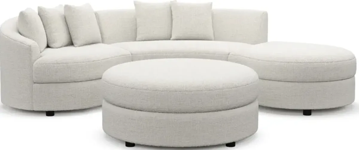 Allegra Foam Comfort 3-Piece Sectional with Right-Facing Chaise and Ottoman- Bantu Pearl