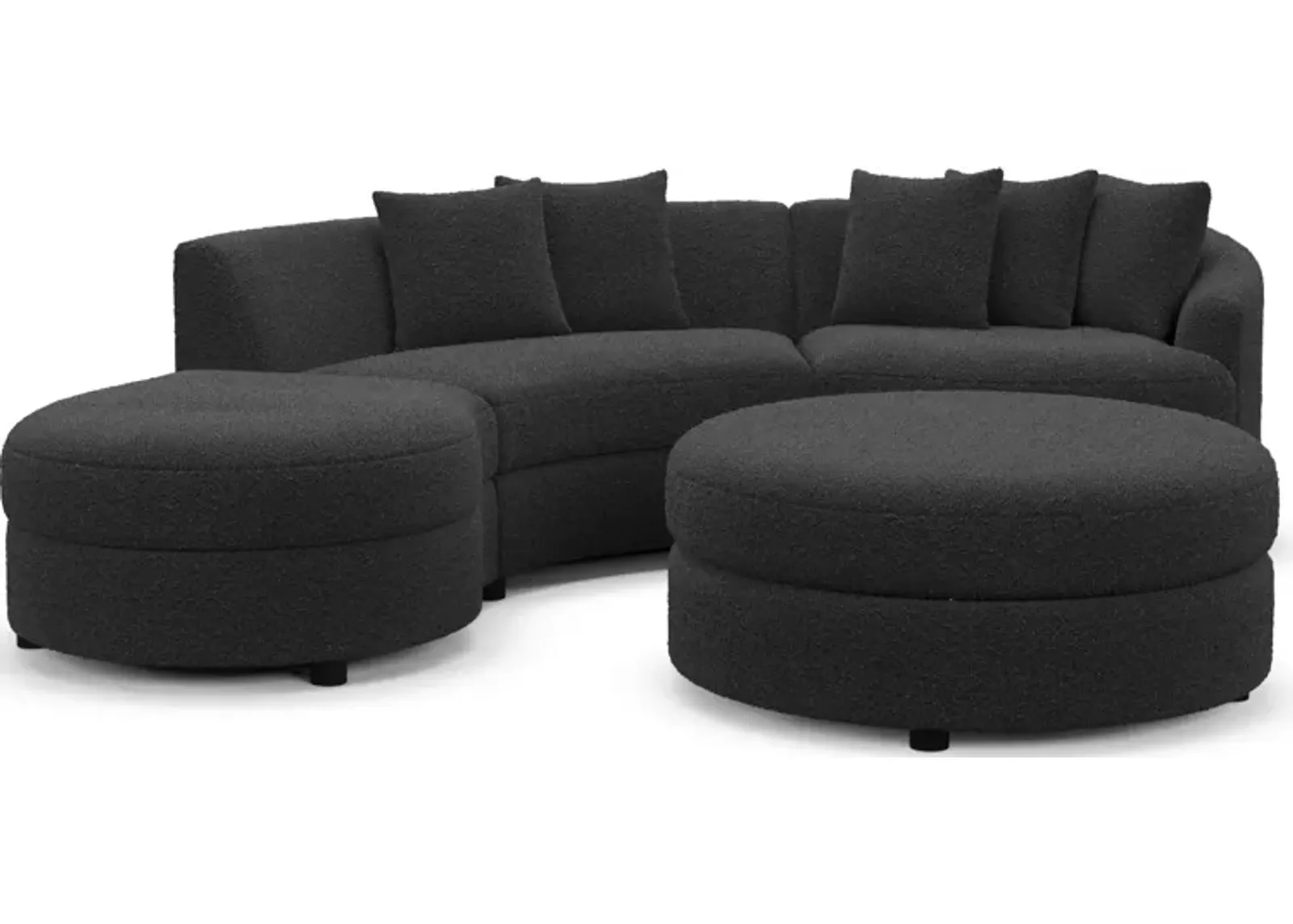 Allegra Foam Comfort 3-Piece Sectional with Left-Facing Chaise and Ottoman - Bloke Obsidian