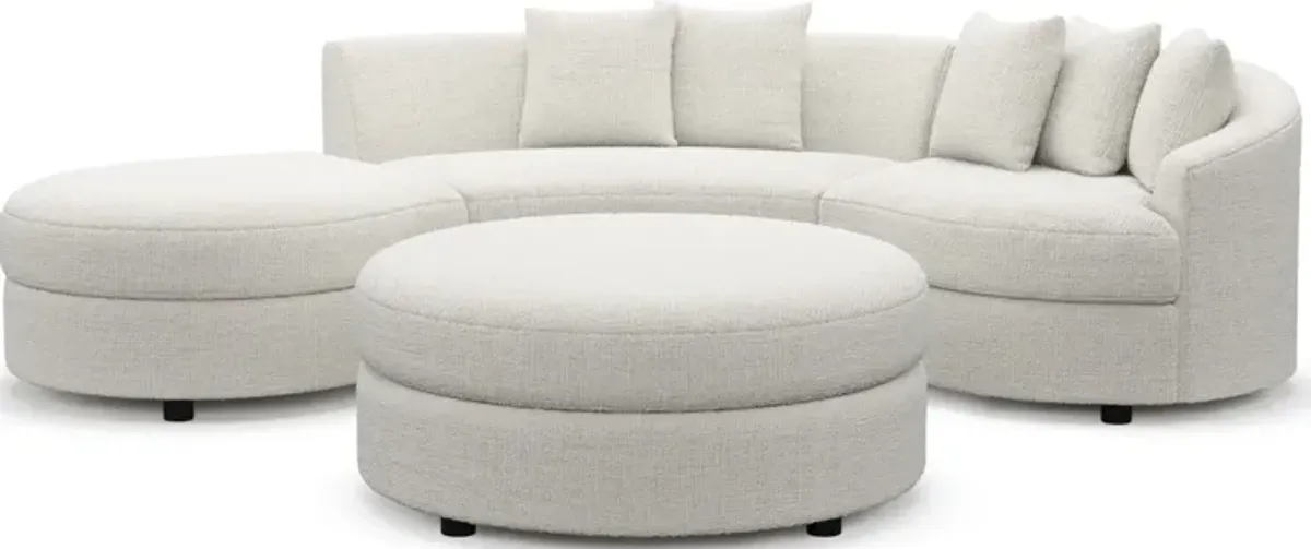 Allegra Foam Comfort 3-Piece Sectional with Left-Facing Chaise and Ottoman- Bantu Pearl