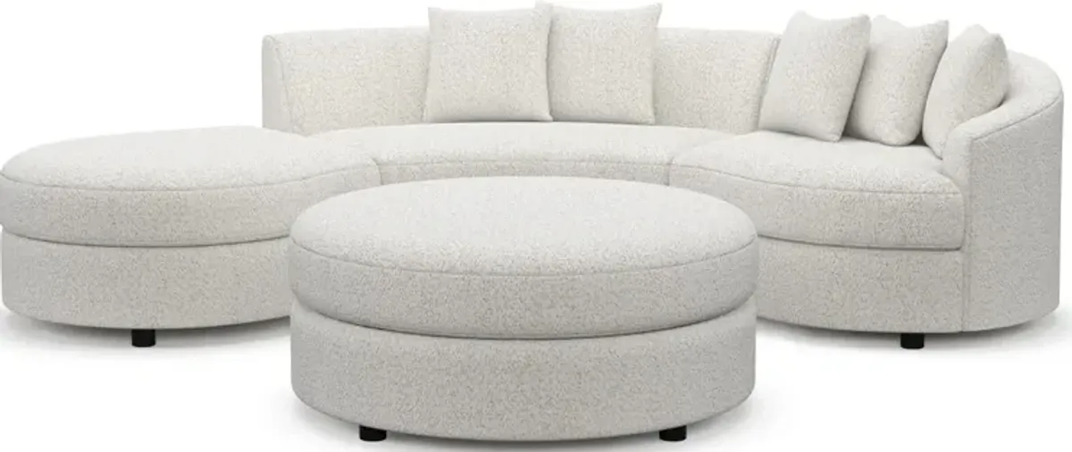 Allegra Foam Comfort 3-Piece Sectional with Left-Facing Chaise and Ottoman - River Rock Ivory