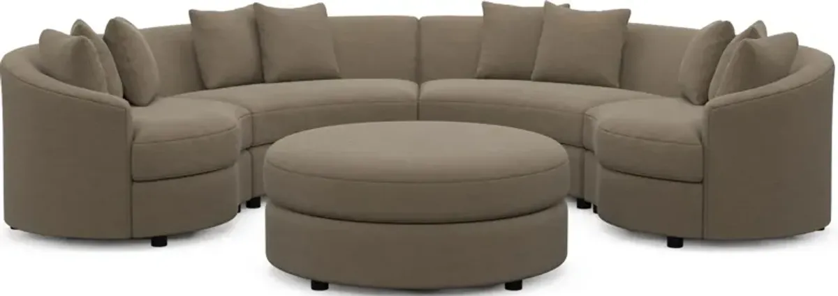 Allegra Foam Comfort 4-Piece Sectional and Ottoman - Merrimac Brownstone