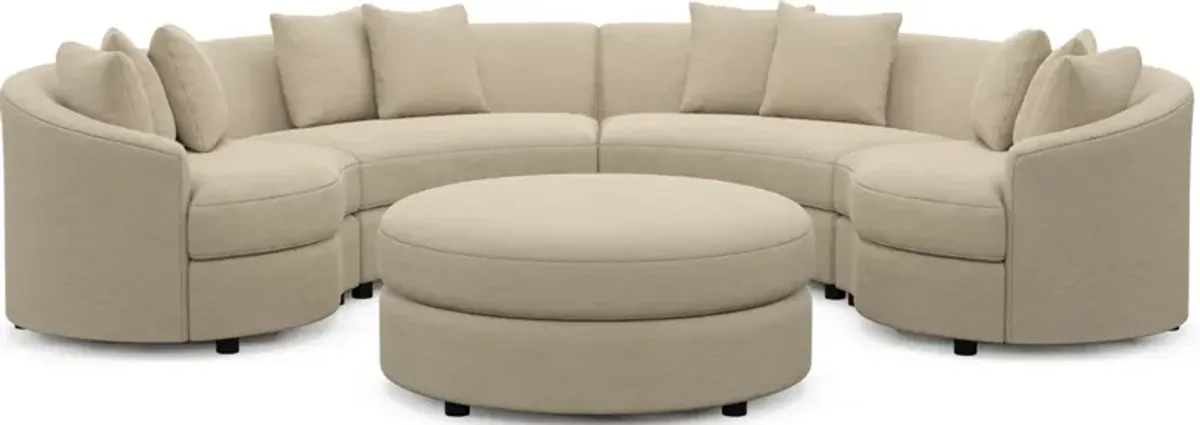 Allegra Foam Comfort 4-Piece Sectional and Ottoman - Merrimac Ecru