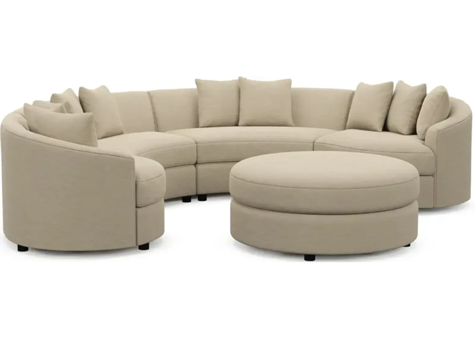 Allegra Foam Comfort 4-Piece Sectional and Ottoman - Merrimac Ecru