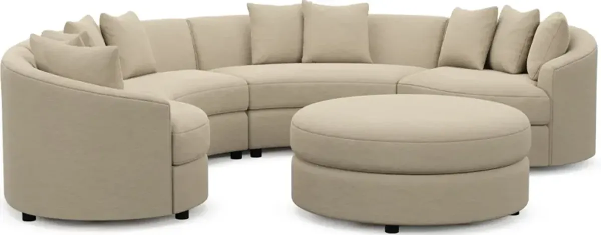 Allegra Foam Comfort 4-Piece Sectional and Ottoman - Merrimac Ecru