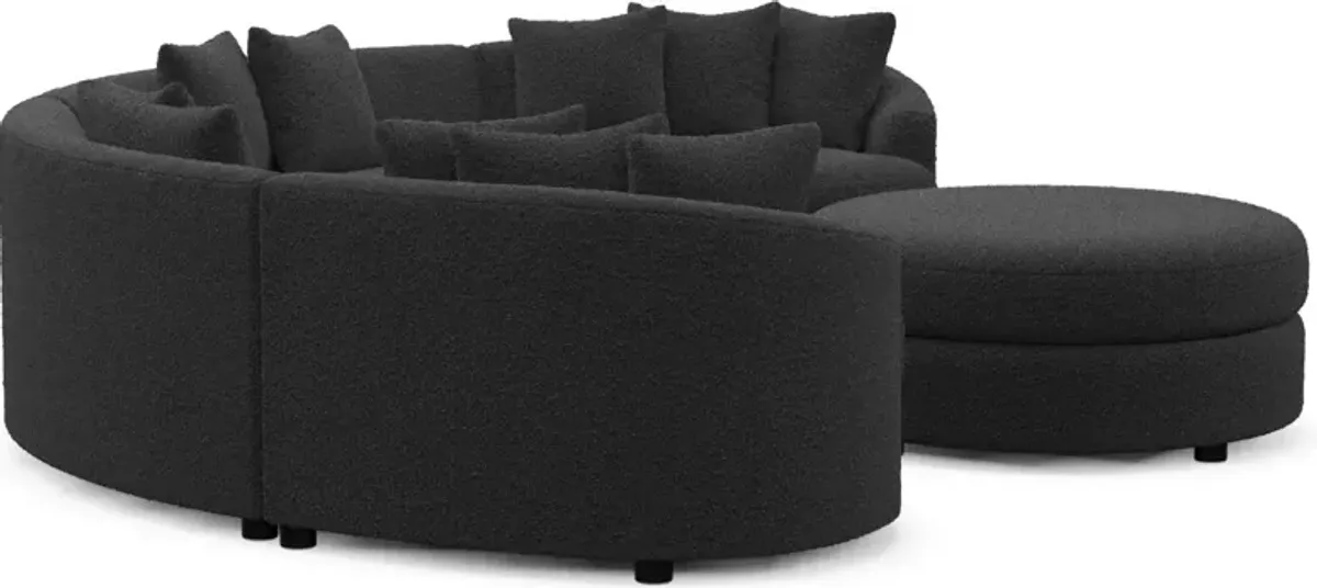 Allegra Foam Comfort 4-Piece Sectional and Ottoman - Bloke Obsidian