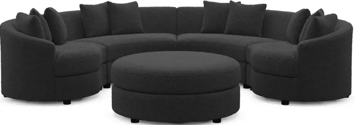 Allegra Foam Comfort 4-Piece Sectional and Ottoman - Bloke Obsidian