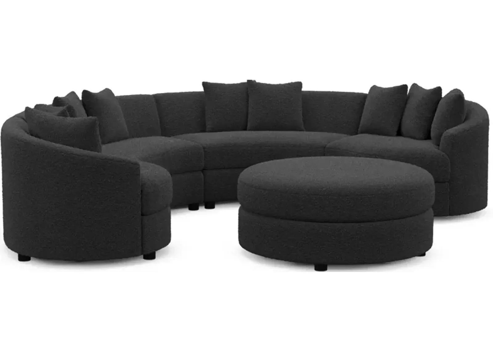 Allegra Foam Comfort 4-Piece Sectional and Ottoman - Bloke Obsidian