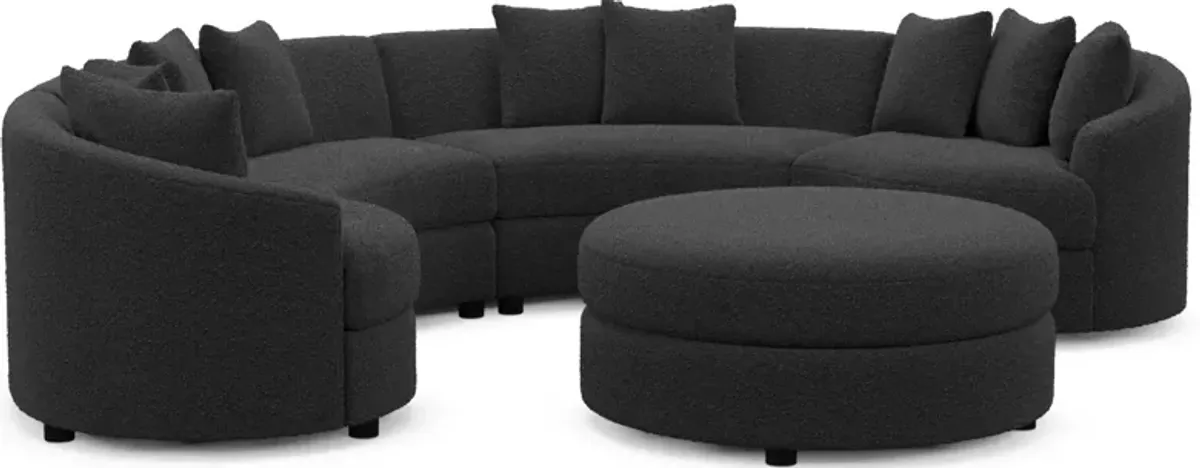 Allegra Foam Comfort 4-Piece Sectional and Ottoman - Bloke Obsidian