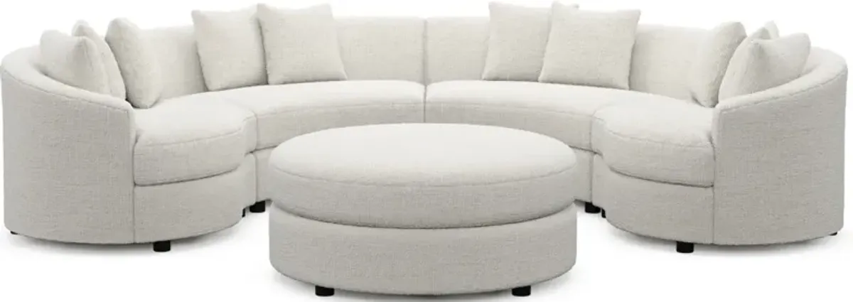 Allegra Foam Comfort 4-Piece Sectional and Ottoman- Bantu Pearl