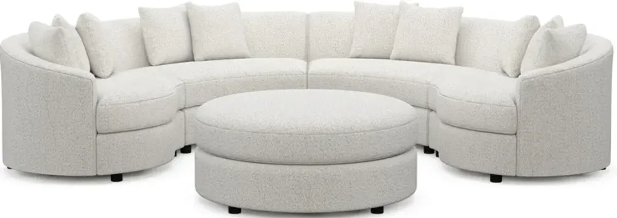 Allegra Foam Comfort 4-Piece Sectional and Ottoman - River Rock Ivory