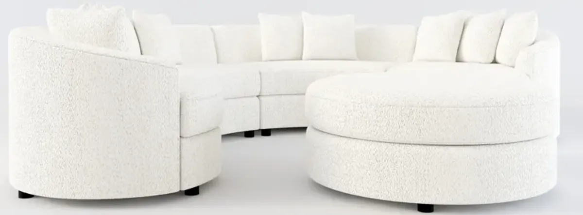 Allegra Foam Comfort 4-Piece Sectional and Ottoman - River Rock Ivory