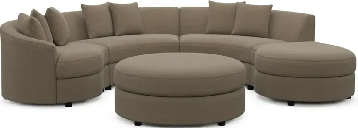 Allegra Foam Comfort 4-Piece Sectional with Right-Facing Chaise and Ottoman - Merrimac Brownstone