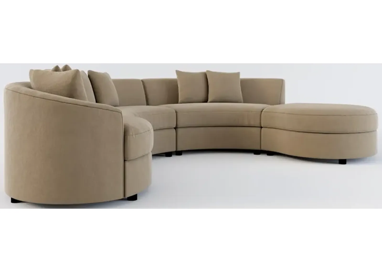 Allegra Foam Comfort 4-Piece Sectional with Right-Facing Chaise and Ottoman - Merrimac Brownstone