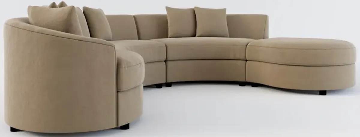 Allegra Foam Comfort 4-Piece Sectional with Right-Facing Chaise and Ottoman - Merrimac Brownstone