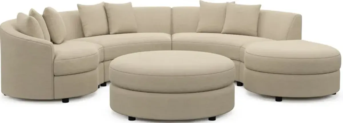 Allegra Foam Comfort 4-Piece Sectional with Right-Facing Chaise and Ottoman - Merrimac Ecru