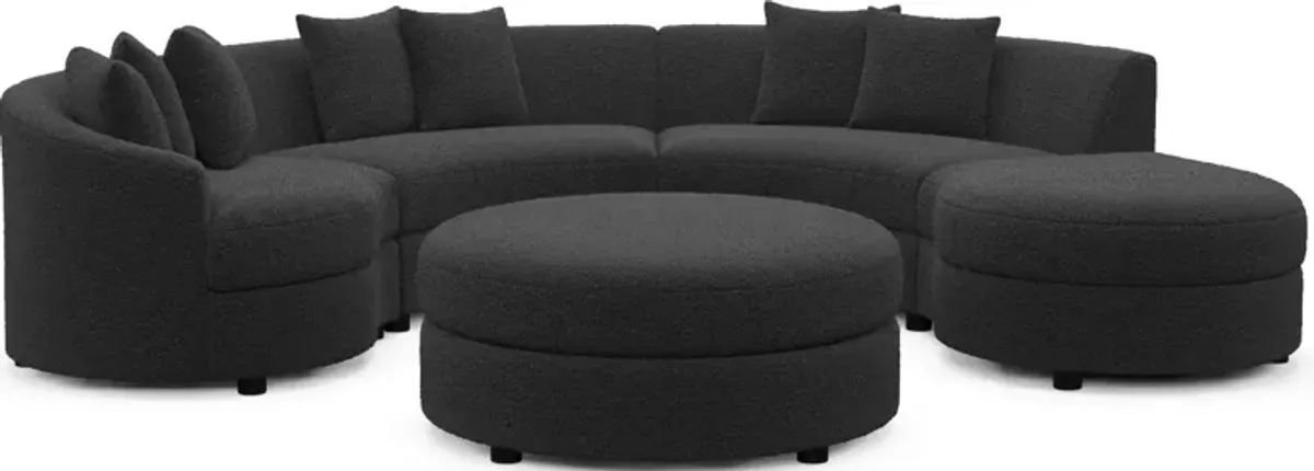 Allegra Foam Comfort 4-Piece Sectional with Right-Facing Chaise and Ottoman - Bloke Obsidian