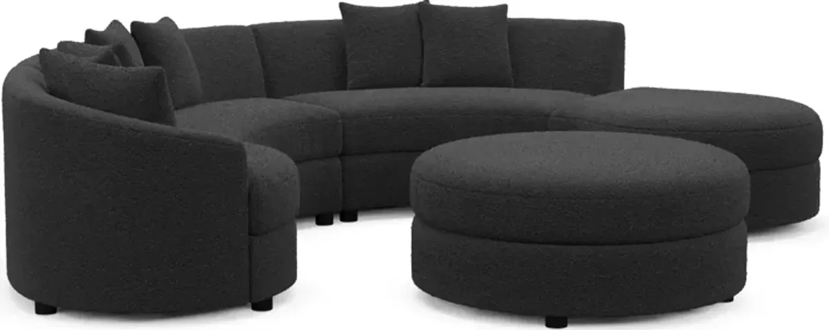 Allegra Foam Comfort 4-Piece Sectional with Right-Facing Chaise and Ottoman - Bloke Obsidian