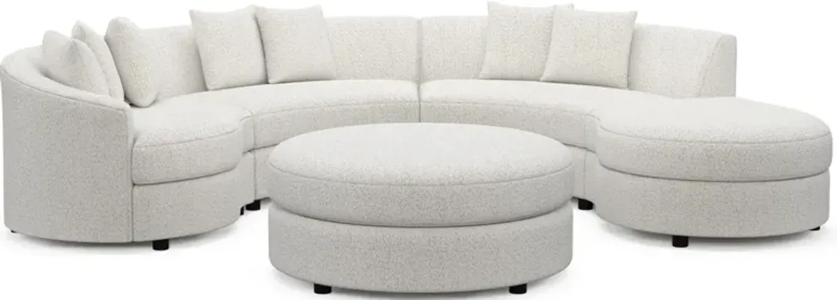 Allegra Foam Comfort 4-Piece Sectional with Right-Facing Chaise and Ottoman - River Rock Ivory