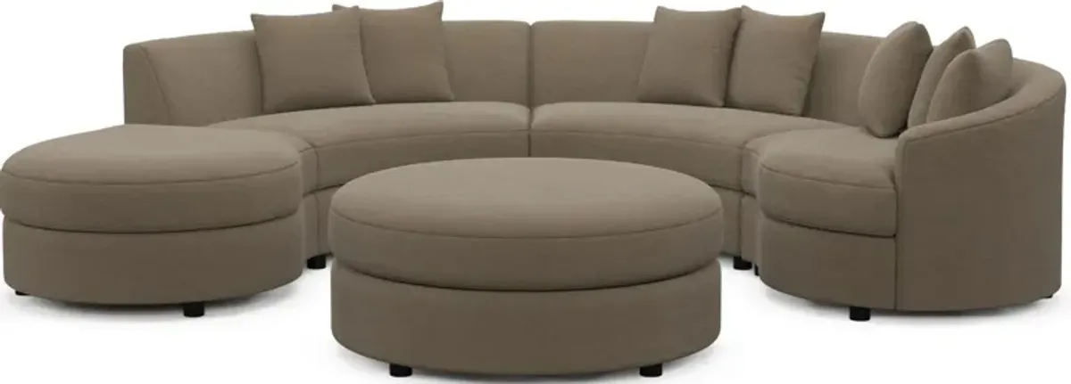 Allegra Foam Comfort 4-Piece Sectional with Left-Facing Chaise and Ottoman - Merrimac Brownstone