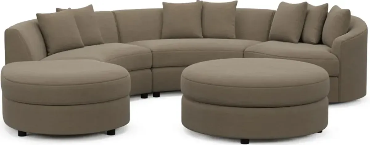 Allegra Foam Comfort 4-Piece Sectional with Left-Facing Chaise and Ottoman - Merrimac Brownstone