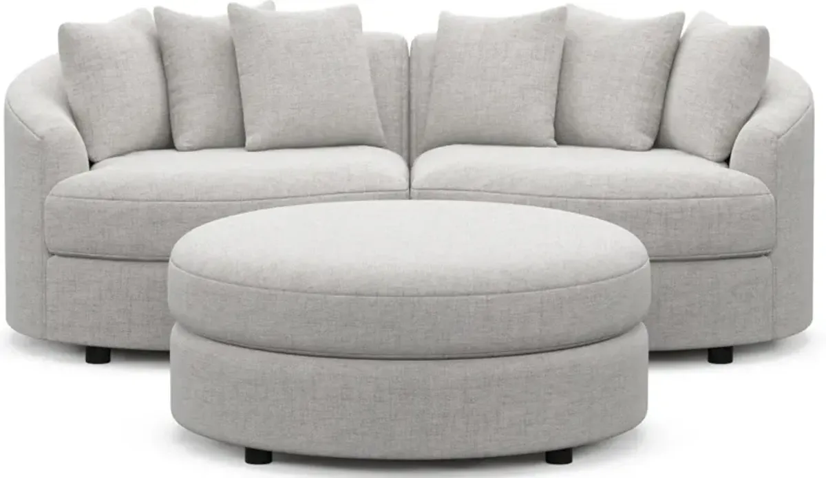 Allegra Foam Comfort 2-Piece Sectional and Ottoman - Adario Fog