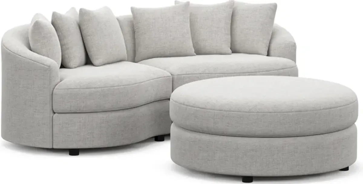 Allegra Foam Comfort 2-Piece Sectional and Ottoman - Adario Fog