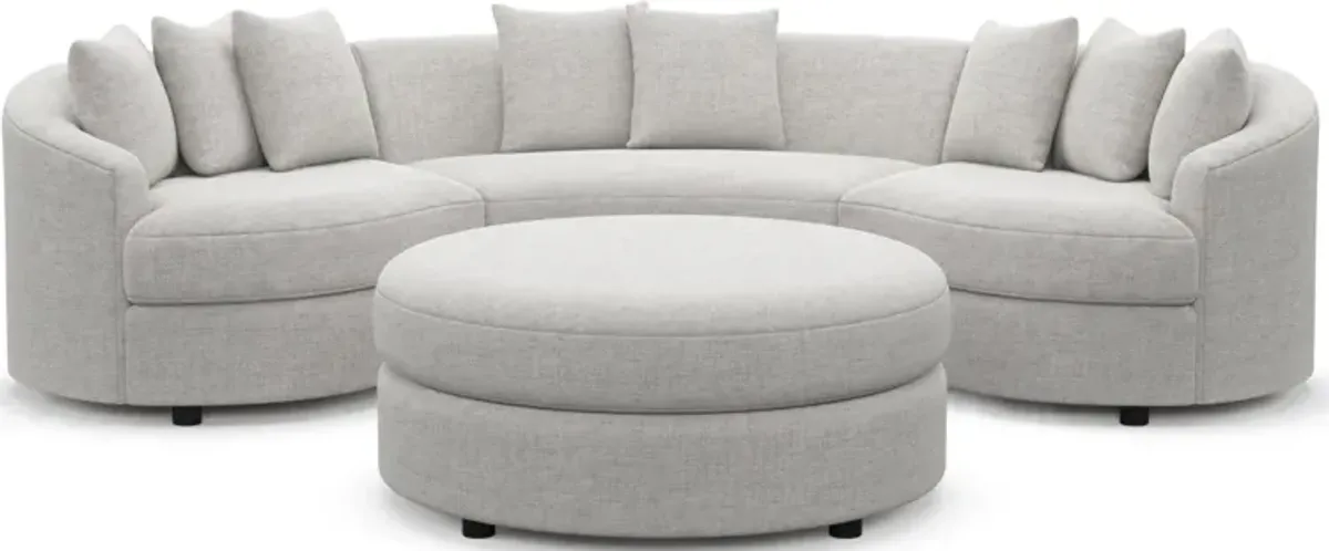 Allegra Foam Comfort 3-Piece Sectional and Ottoman - Adario Fog