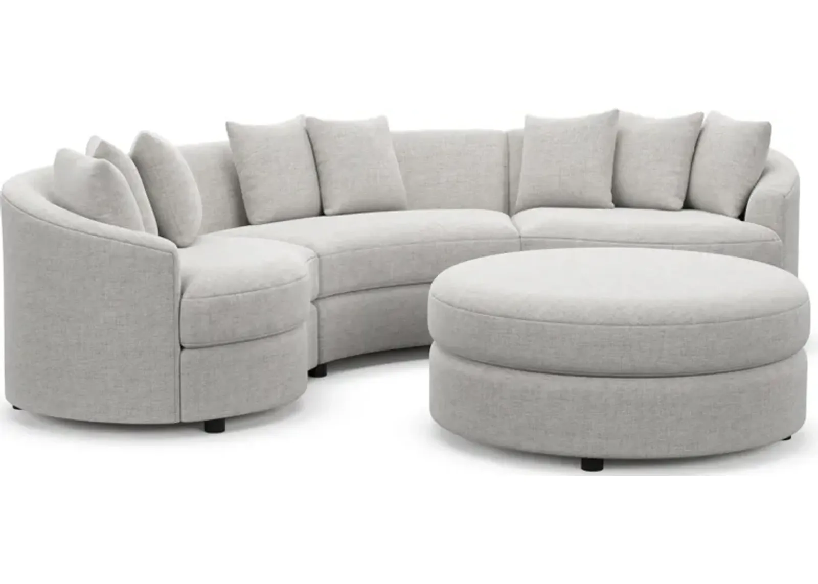 Allegra Foam Comfort 3-Piece Sectional and Ottoman - Adario Fog