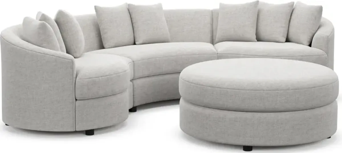 Allegra Foam Comfort 3-Piece Sectional and Ottoman - Adario Fog